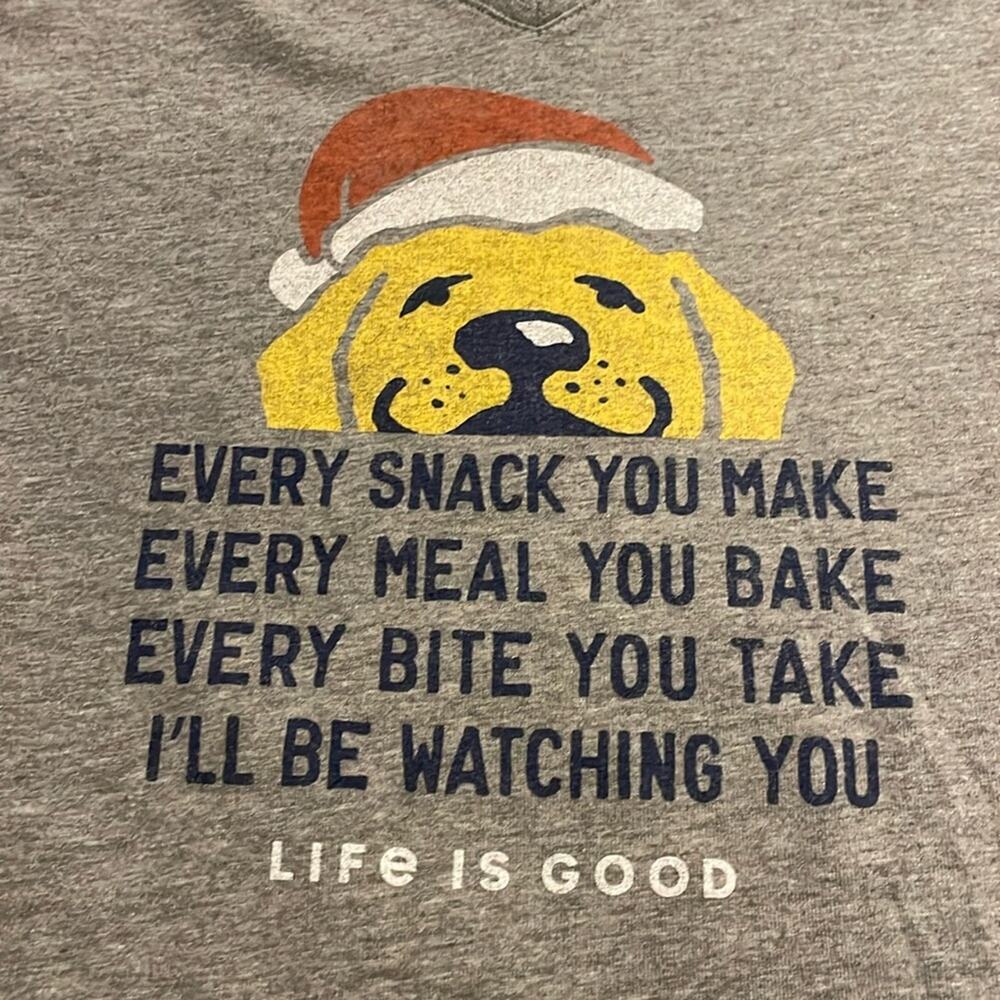 Life is Good Brand Women's Crusher Tee Golden Retriever Christmas Shirt Large
